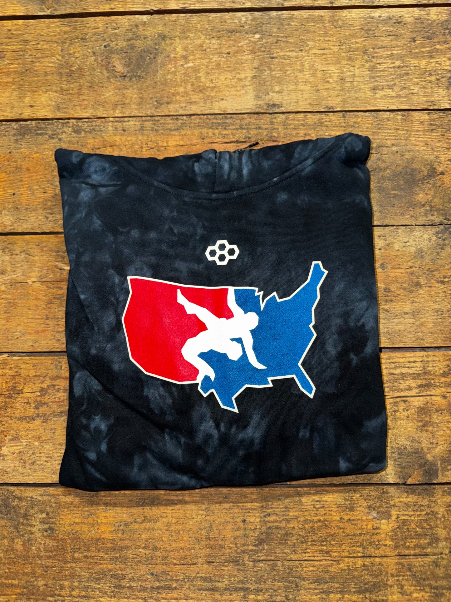 Rudis USA Wrestling Logo Hoodie - Youth - Tie-Dye Black